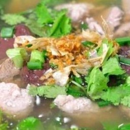 ต้มเลือดหมูตำลึงหมูสับ
