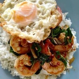 ข้่าวกุ้งผัดฉ่า+ไข่ดาว