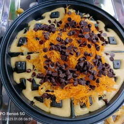 วาฟเฟิลแป้งวานิลลาไส้ ฝอยทอง ช็อคโกแลตชิพ