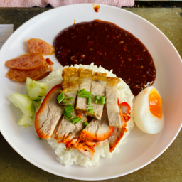 ข้าวหมูแดง+หมูกรอบ