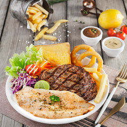 คอมบาย2 (หมูพริกไทยดำ+ดอลลี่ย่าง) BP + SF