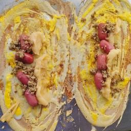 รวมมิตรแผ่นใหญ่ ไข่นก+กรอก+หมูสับ+ครีม 2 แผ่น 90 บาท