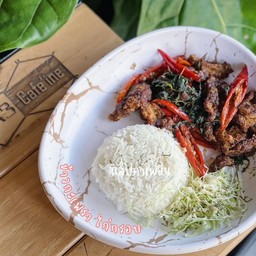 ข้าวกระเพา ไก่กรอบ