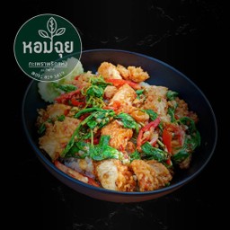 ข้าวกะเพราพริกแห้งไก่กรอบ