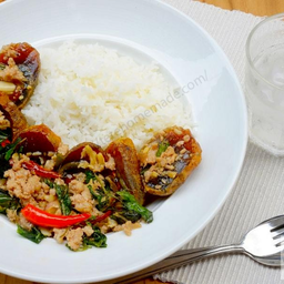 ข้าวกระเพราไข่เยี่ยวม้า