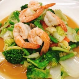 ผัดม๊อคกระรี่ผักกาดขาวกุ้งกับข้าว