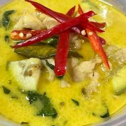 Rice ข้าวแกงเขียวหวานกุ้ง พริกแกงเขียวตำเอง