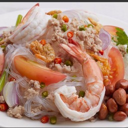 ยำวุ้นเส้นหมูสับ+กุ้ง