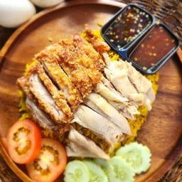 ข้าวหมกผสม ไก่ทอด + ไก่ต้ม