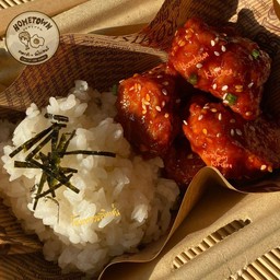 ข้าวหน้าไก่ทอดเกาหลี (ไก่ไม่มีกระดูก) x ไชเท้าดอง