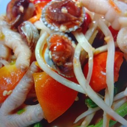 ตำขาไก่หอยแครงปลาร้า