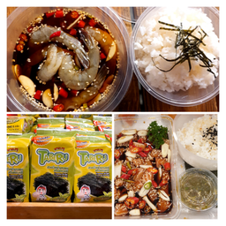 เซทกุ้งดอง+แซลมอนดอง ครบชุด+สาหร่ายทาเมรุ1ห่อฟรีโค้ก1ขวด