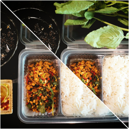 ข้าวกะเพราหมูสับ x2 2 กล่องฟรีน้ำซุปสาหร่าย