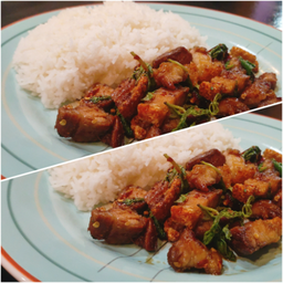 ข้าวกะเพราหมูกรอบ x2 2 กล่องฟรีน้ำซุปสาหร่าย