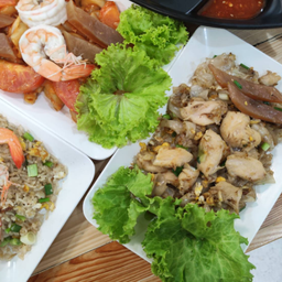เซ็ต 2 (1) ก๋วยเตี๋ยวคั่วไก่ 1 (2) โกโก้1 (3)  ขนมปังเนยนม 1