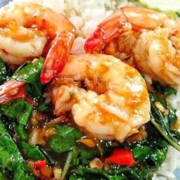 ข้าว ราดผัดกะเพรากุ้ง