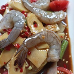 ตำหน้อไม้กุ้งสด