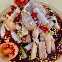ตำหมูยอ กุ้งสด สายบัว