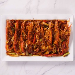 กุ้งก้ามกรามผัดน้ำพริกเผา (S)