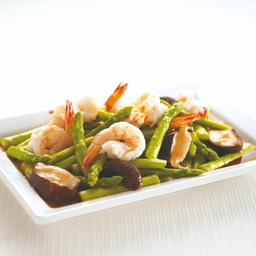 กุ้งผัดหน่อไม้ฝรั่ง (L)