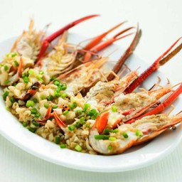 กุ้งก้ามกรามนึ่งกระเทียมสด (S)