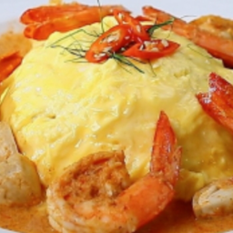 ข้าวไข่ข้น แกงพะแนงกุ้ง