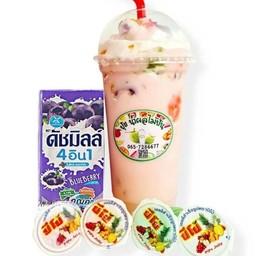 นมเปรี้ยวบลูเบอรี่+ปีโป้ปั่น