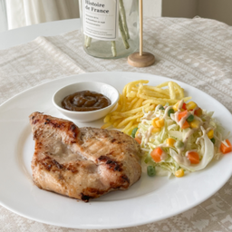 สเต็กอกไก่พริกไทยดำ