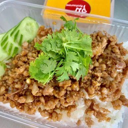 ข้าวหน้าหมูสับกระเทียม