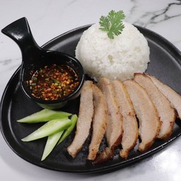 ข้าวคอหมูย่าง  น้ำจิ้มแจ่ว