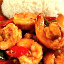 พริกแกงกุ้ง  ราดข้าว