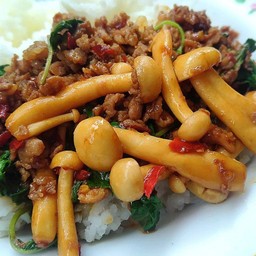 ข้าวกระเพราใส่เห็ด