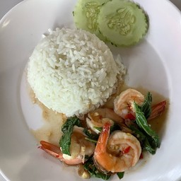 กระเพรากุ้ง-ราดข้าว