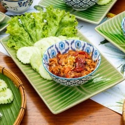 น้ำพริกปลากระป๋อง+ผักสด