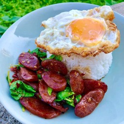 [อร่อยซ่ากับโค้ก] กะเพรากุนเชียง +  โค้ก ออริจินัล (กระป๋อง) 