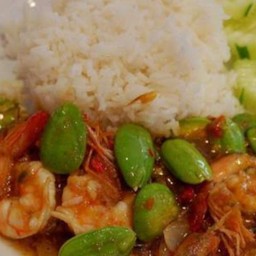 กุ้งผัดสะตอราดข้าว