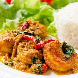 ผัดพริกแกงกุ้งราดข้าว(พริกแกงใต้)(RBH 60B.)