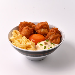 ข้าวหน้าไก่คาราเกะไข่ดองโชยุ