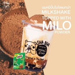 นมหมีปั่นไมโลแมกม่า(Milkshake topped with Milopowder)