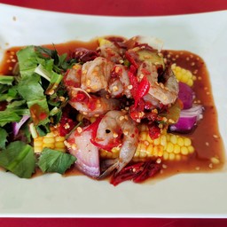 ยำข้าวโพดกุ้งสด