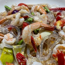 ตำเส้นแก้วกุ้งสุก