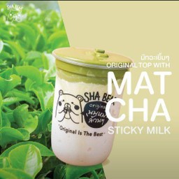 มัทฉะเยิ้มๆ(Original Bear Milk topped with Matcha Sticky Milk)