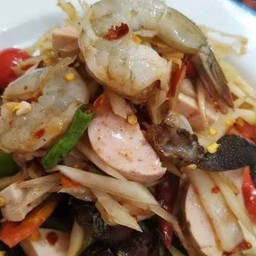 ตำหมูยอกุ้งสดปลาร้า