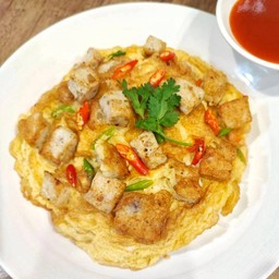 ข้าวไข่เจียวหมูยอ พริกขี้หนู