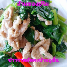 ข้าวราดผัดคะน้าหมูชิ้น