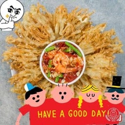 ตำเห็ดเข็มทองทอดกรอบกุ้ง