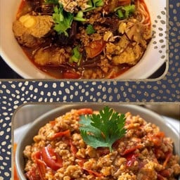 ขนมจีนน้ำเงี้ยว+น้ำพริกอ่อง+ผักจิ้ม