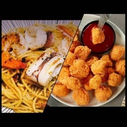Spicy spaghetti+pop chicken
