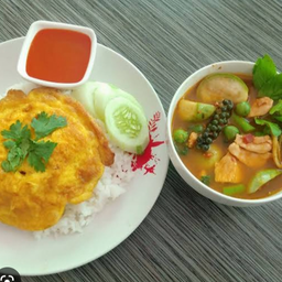 ข้าวไข่เจียวแกงป่ากุ้ง