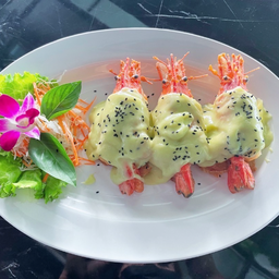 กุ้งทอดราดวาซาบิ